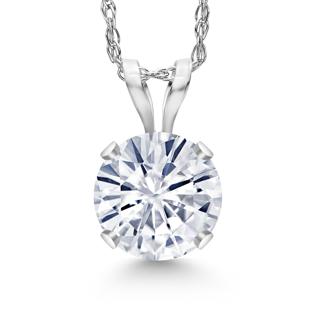 White Moissanite - April_14K White Gold_Pendant in 14K White Gold