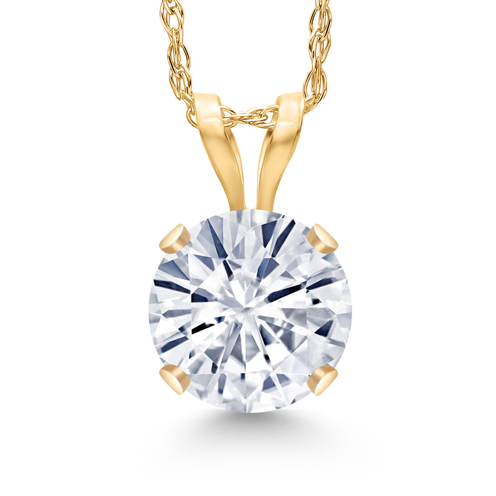 White Moissanite - April_14K Yellow Gold_Pendant in 14K Yellow Gold