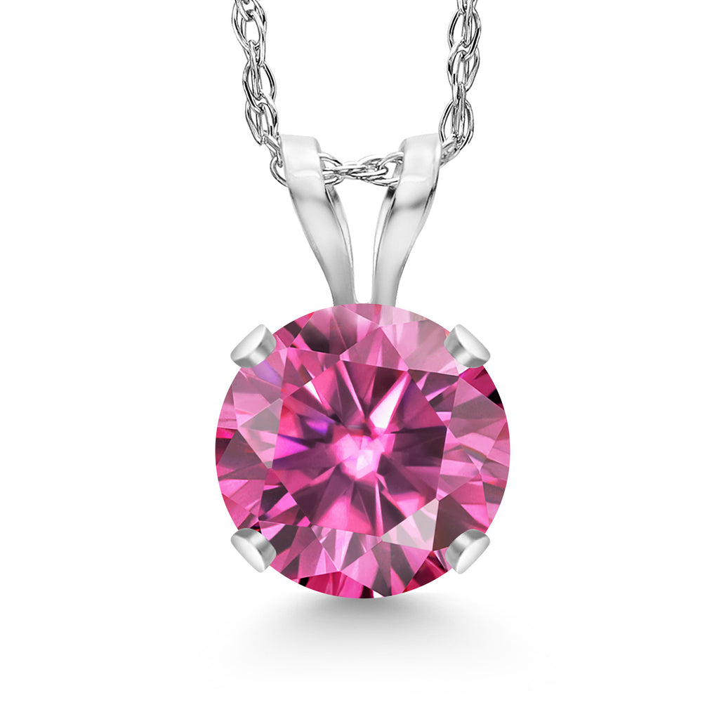 Pink Moissanite - April_14K White Gold_Pendant in 14K White Gold