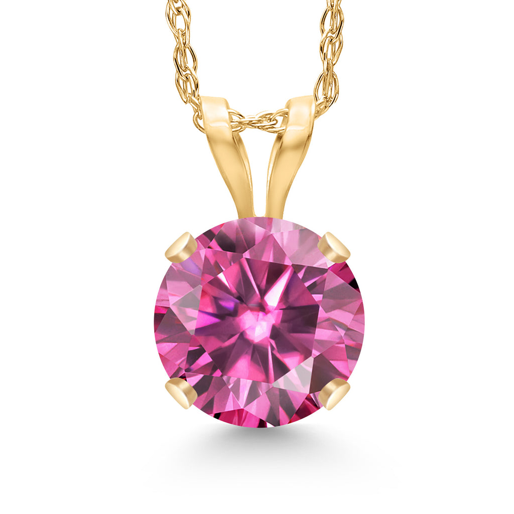 Pink Moissanite - April_14K Yellow Gold_Pendant in 14K Yellow Gold