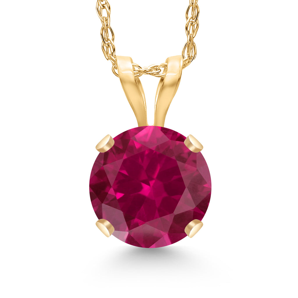 Created Ruby - July_14K Yellow Gold_Pendant in 14K Yellow Gold