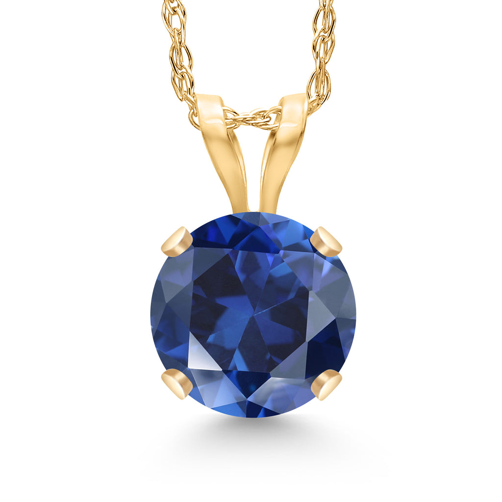 Blue Created Sapphire - September_14K Yellow Gold_Pendant in 14K Yellow Gold