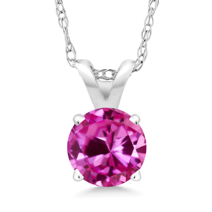 Pink Created Sapphire - September_14K White Gold