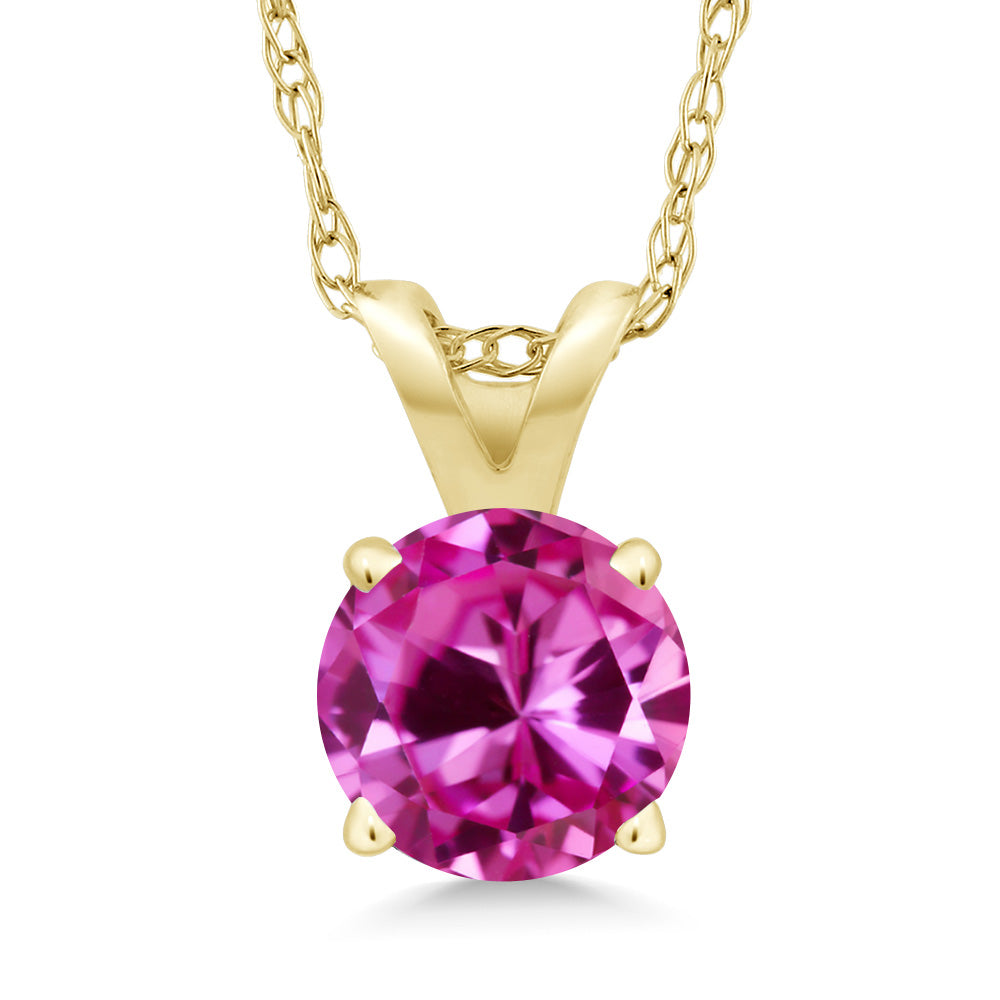 Pink Created Sapphire - September_14K Yellow Gold