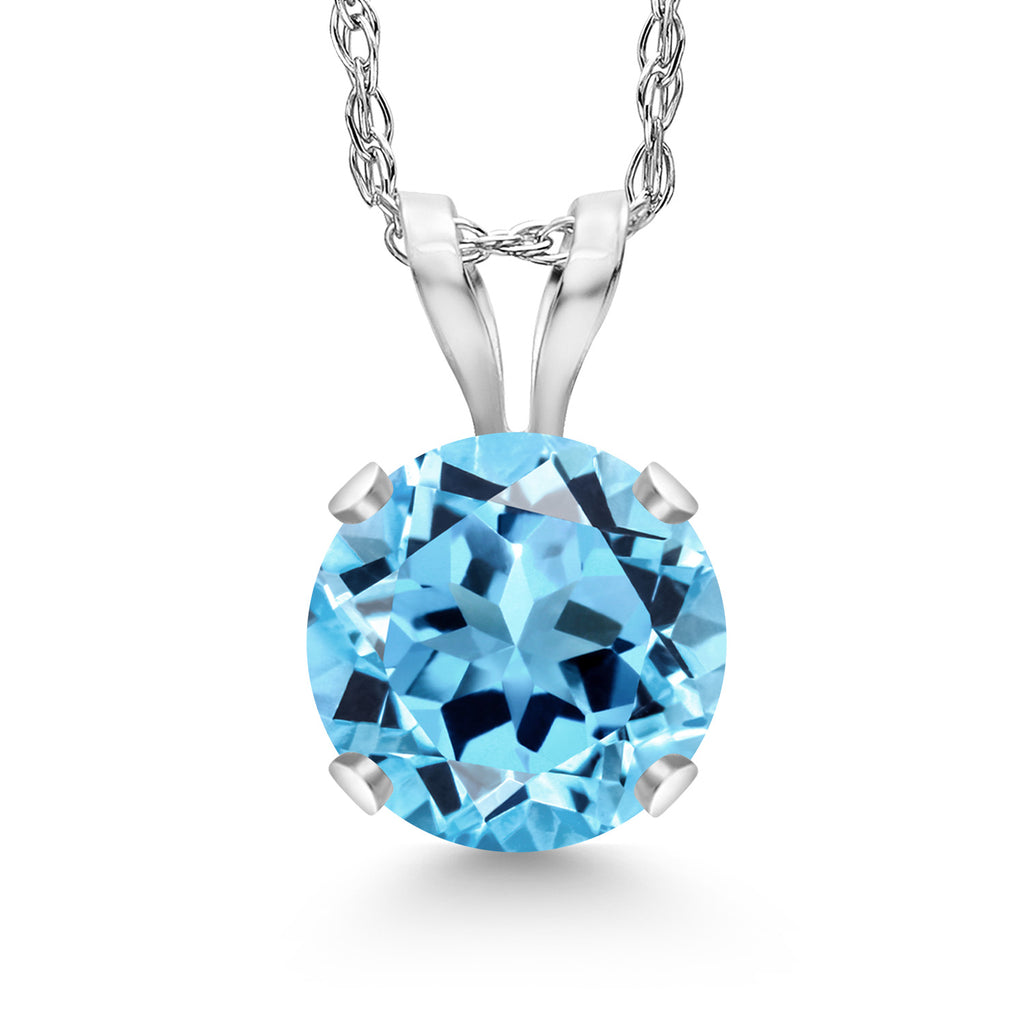 Swiss Blue Topaz - November_14K White Gold_Pendant in 14K White Gold