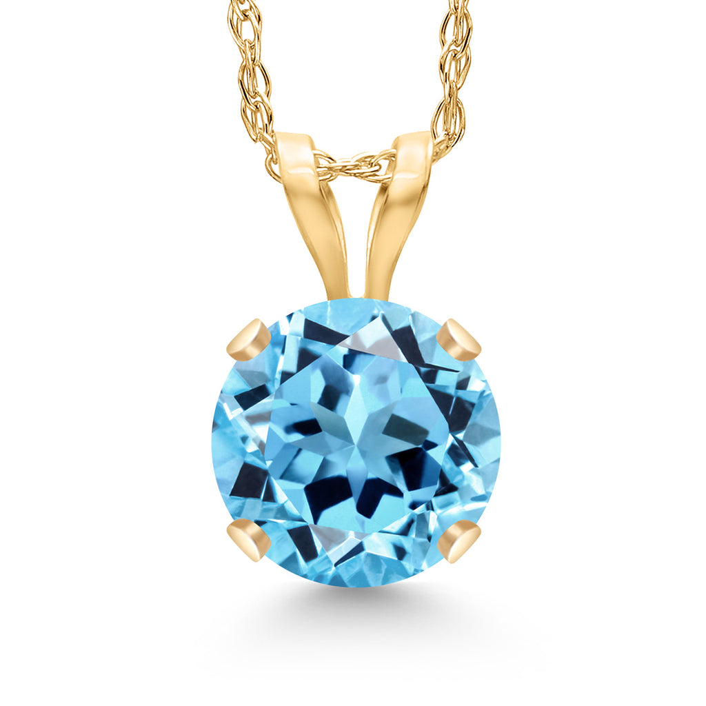 Swiss Blue Topaz - November_14K Yellow Gold_Pendant in 14K Yellow Gold