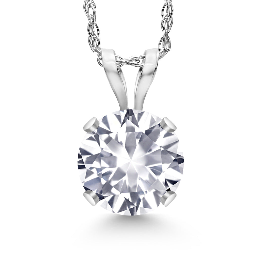 White Created Sapphire - September_14K White Gold_Pendant in 14K White Gold