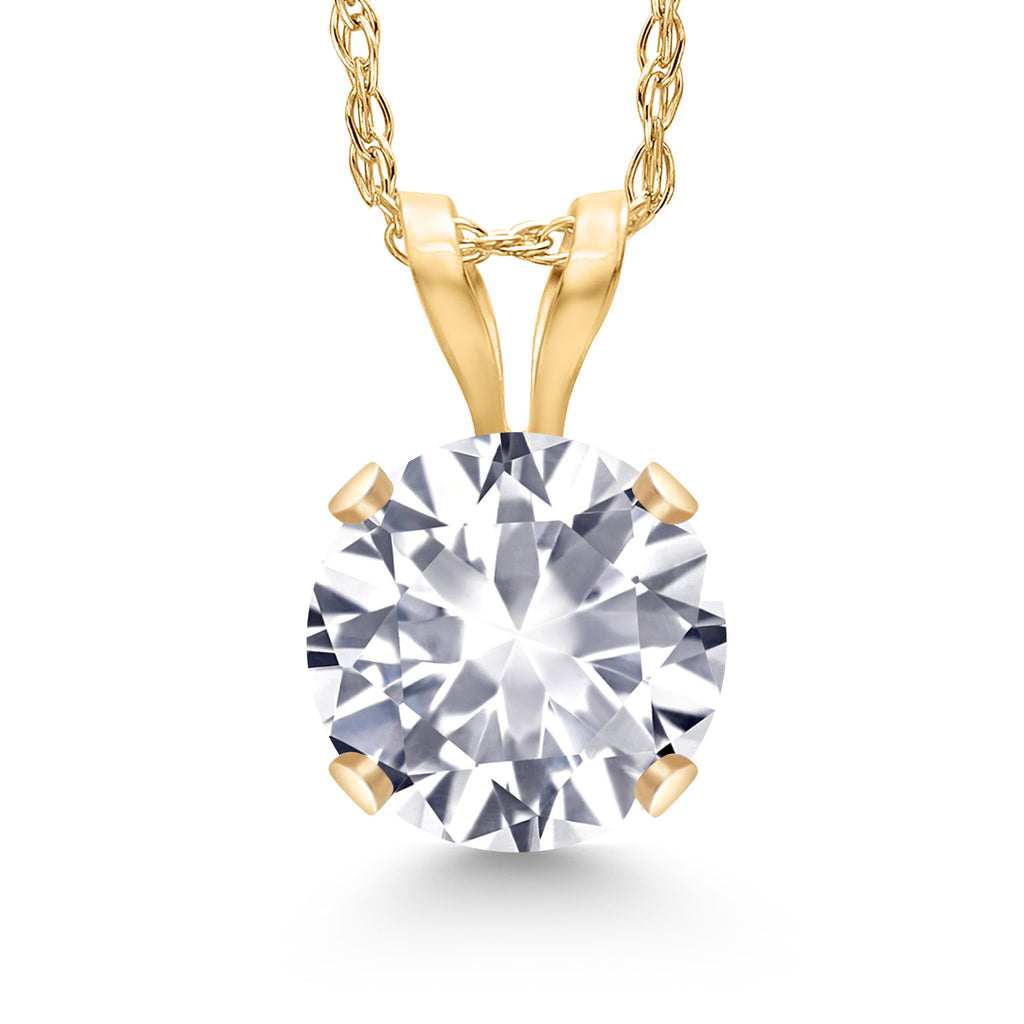 White Created Sapphire - September_14K Yellow Gold_Pendant in 14K Yellow Gold