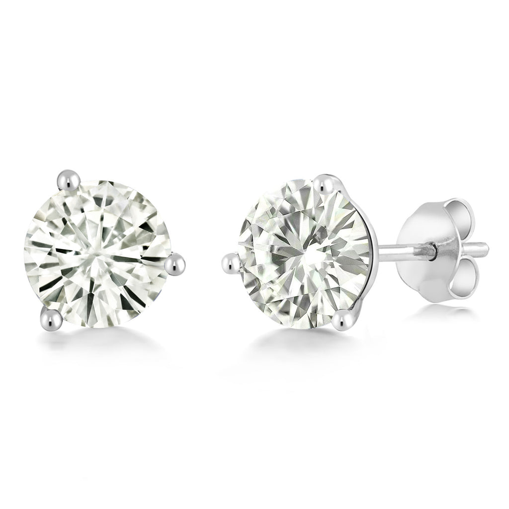 White Moissanite - April_14K White Gold_Earrings in 14K White Gold