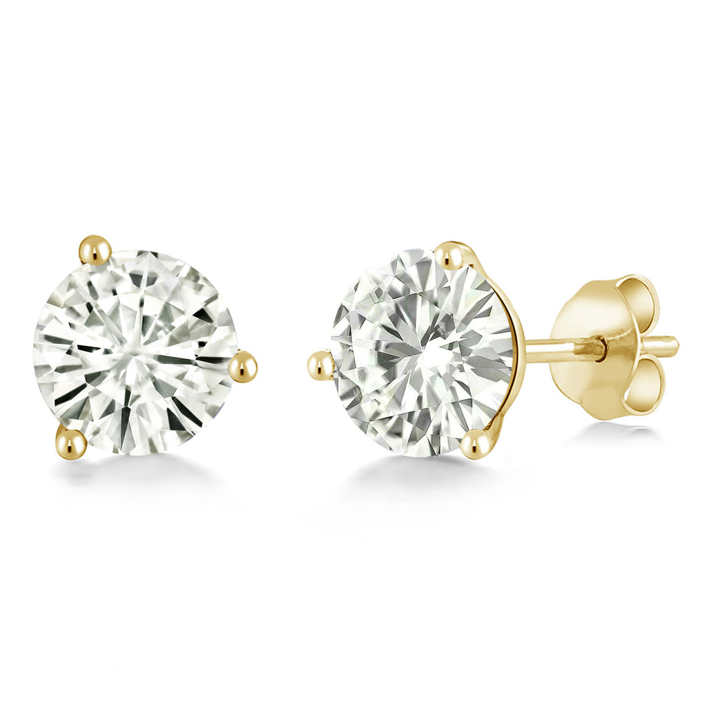 White Moissanite - April_14K Yellow Gold_Earrings in 14K Yellow Gold