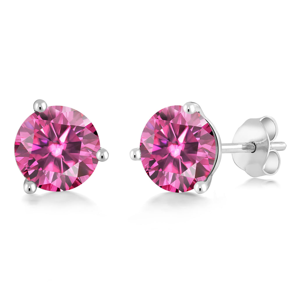 Pink Moissanite - April_14K White Gold_Earrings in 14K White Gold