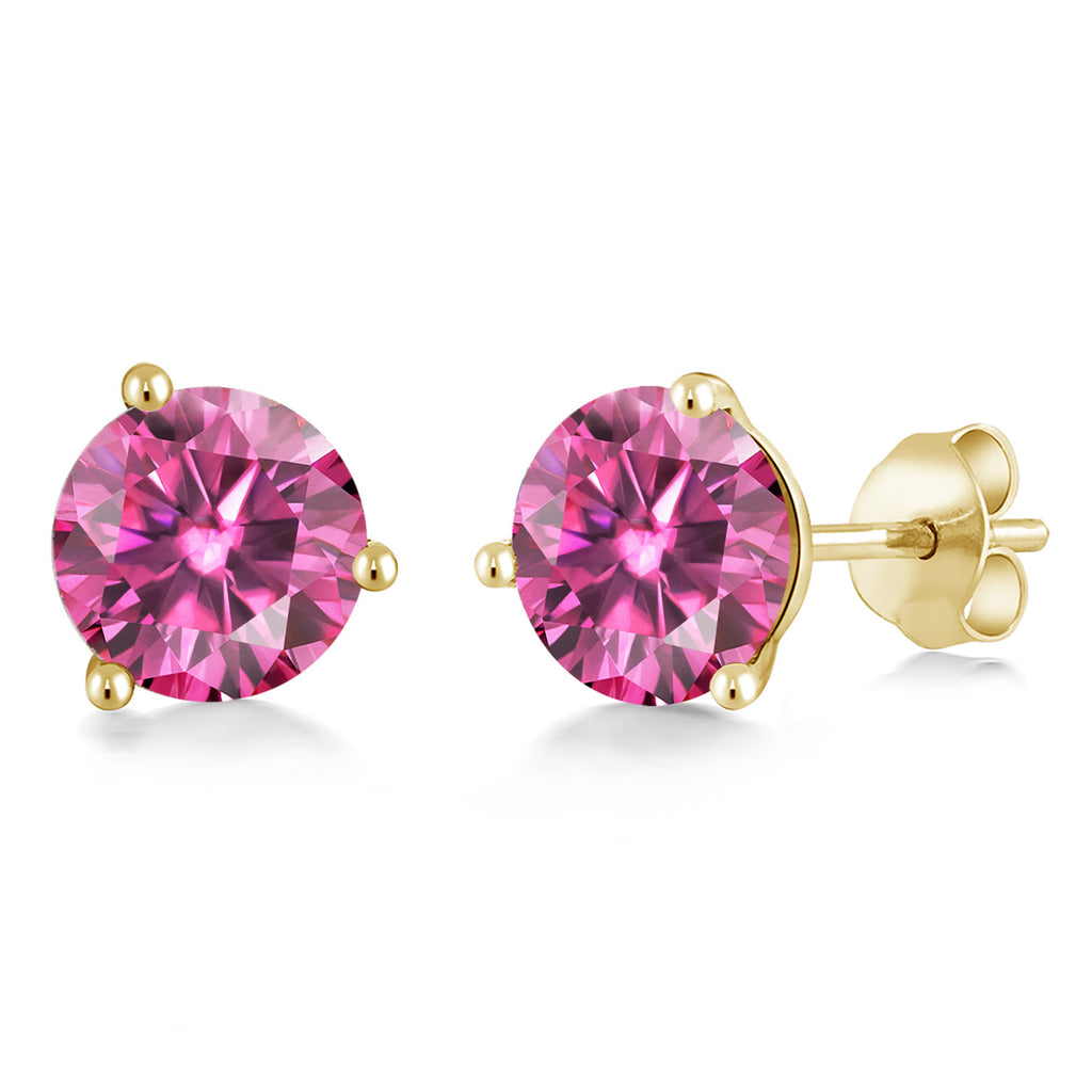 Pink Moissanite - April_14K Yellow Gold_Earrings in 14K Yellow Gold