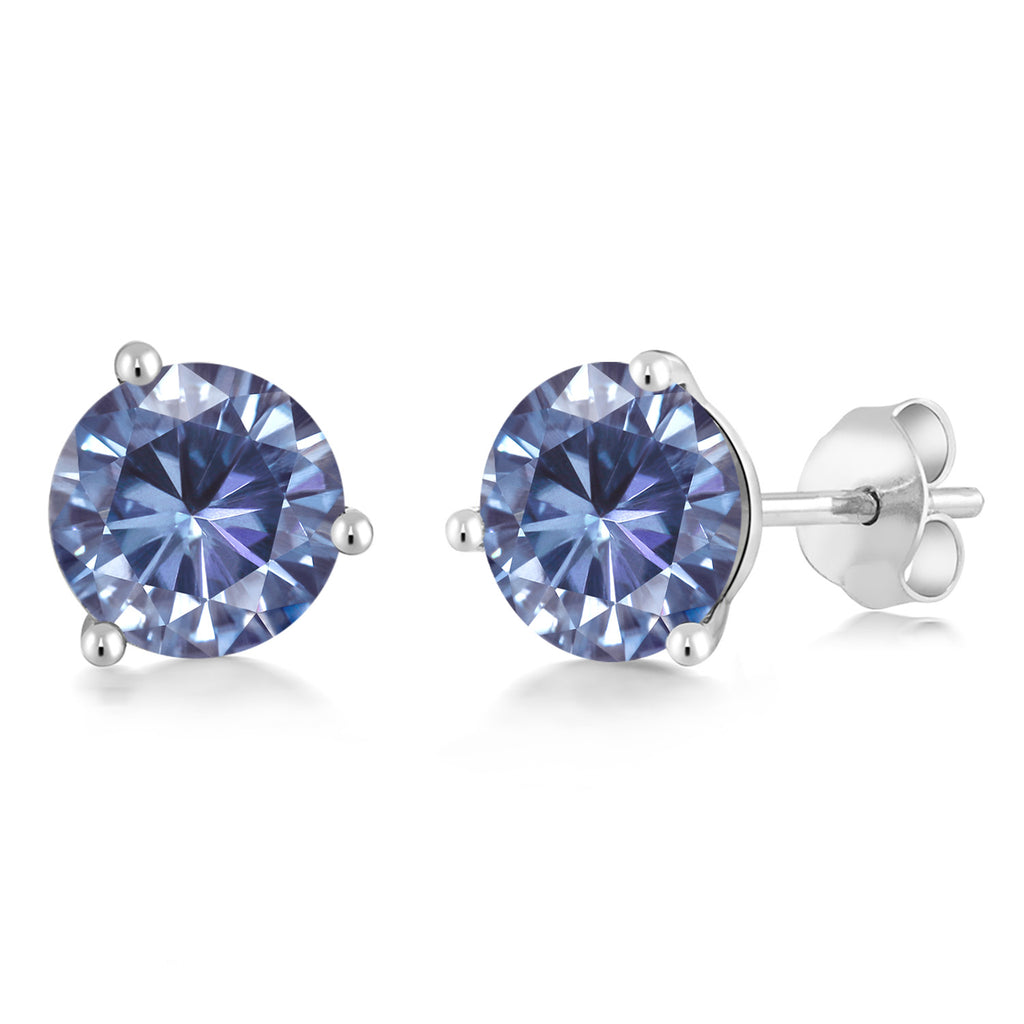 Persian Blue Moissanite - April_14K White Gold_Earrings in 14K White Gold