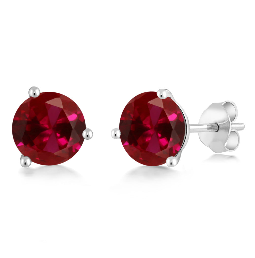 Created Ruby - July_14K White Gold_Earrings in 14K White Gold