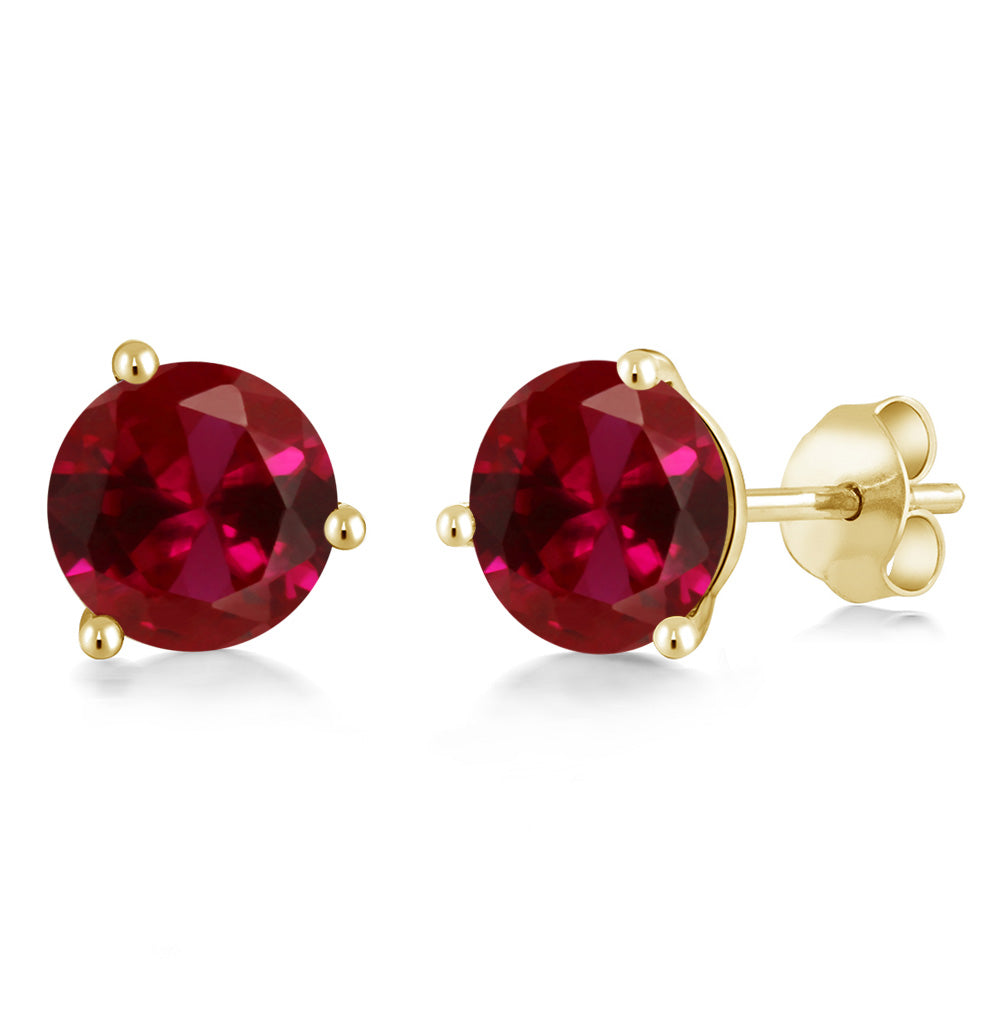 Created Ruby - July_14K Yellow Gold_Earrings in 14K Yellow Gold