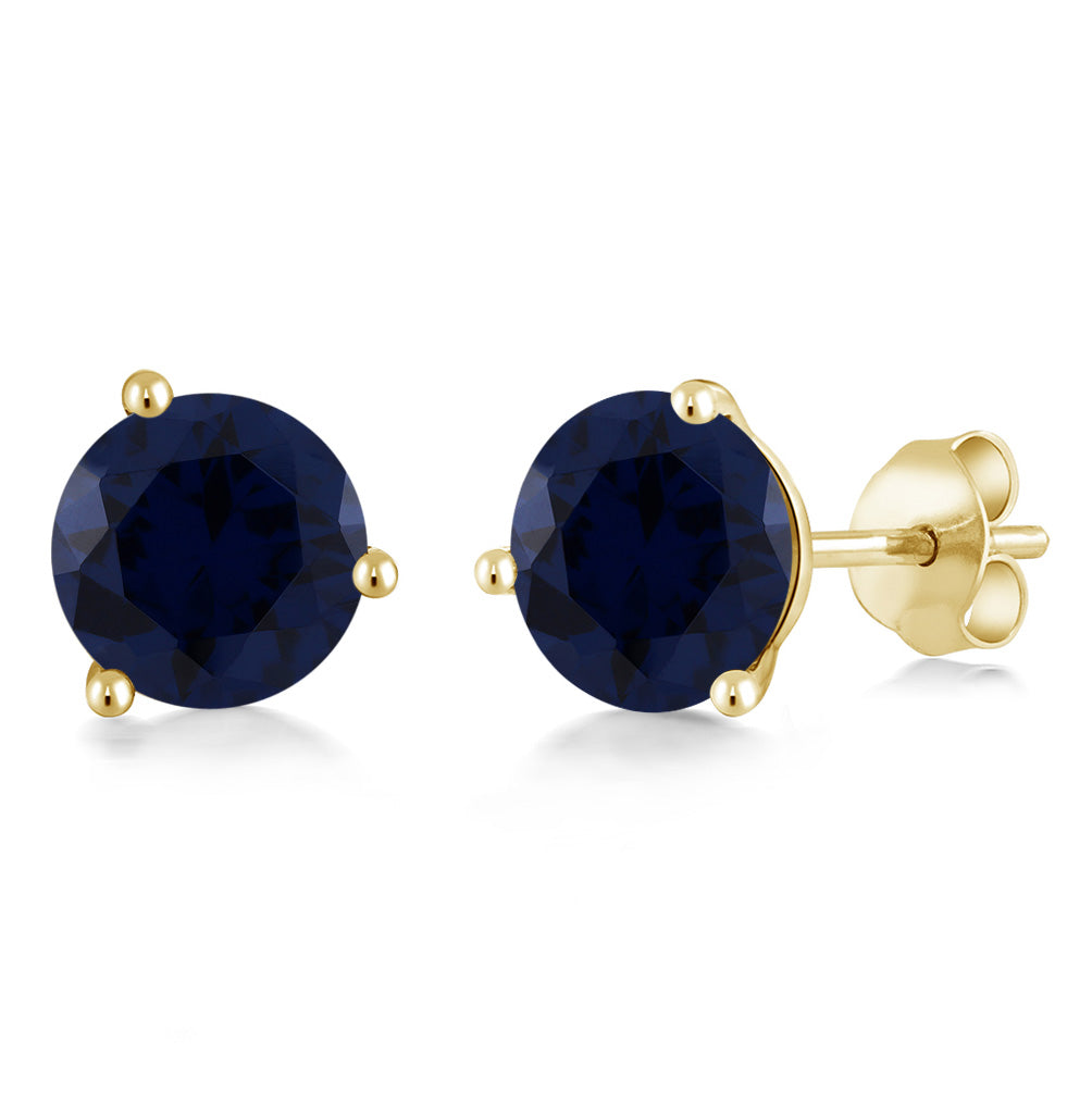 Blue Created Sapphire - September_14K Yellow Gold_Earrings in 14K Yellow Gold