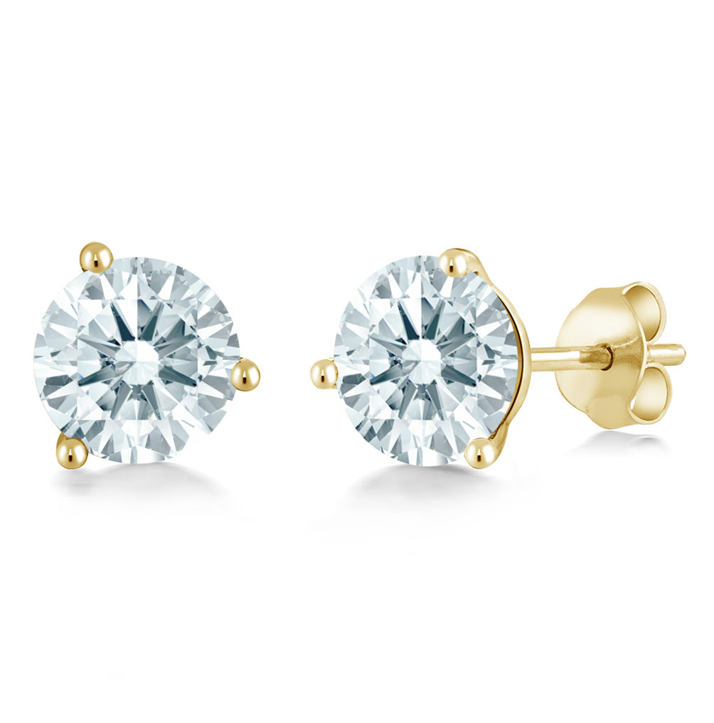 White Zirconia_14K Yellow Gold_Earrings in 14K Yellow Gold