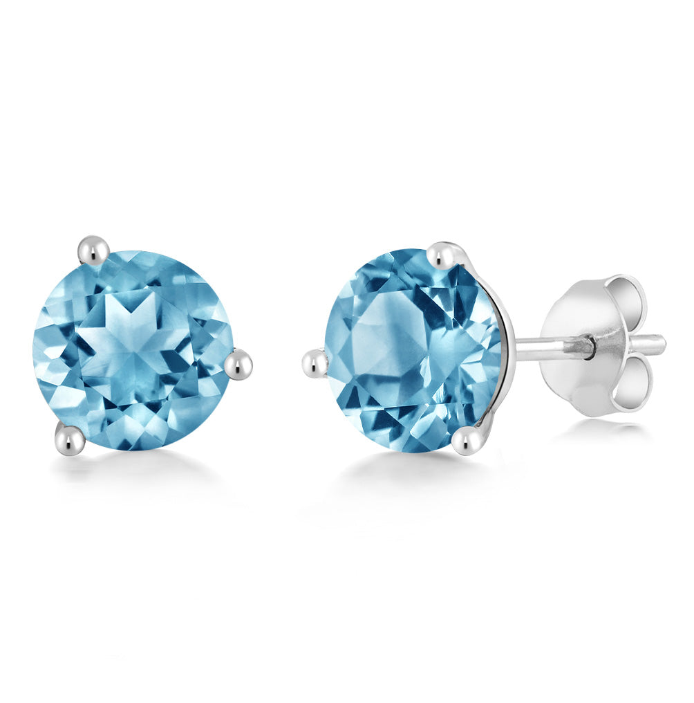 Swiss Blue Topaz - November_14K White Gold_Earrings in 14K White Gold