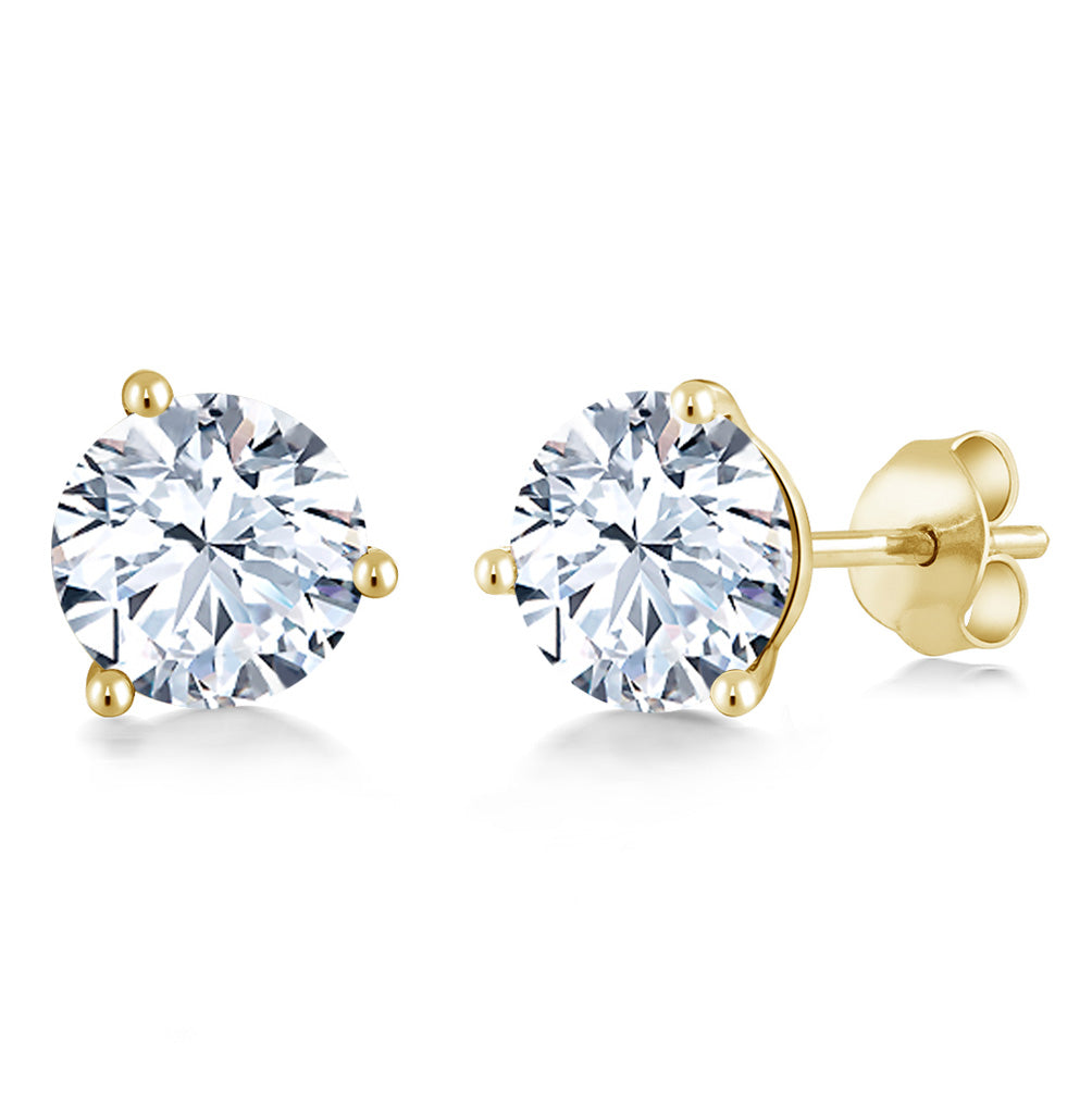 White Created Sapphire - September_14K Yellow Gold_Earrings in 14K Yellow Gold