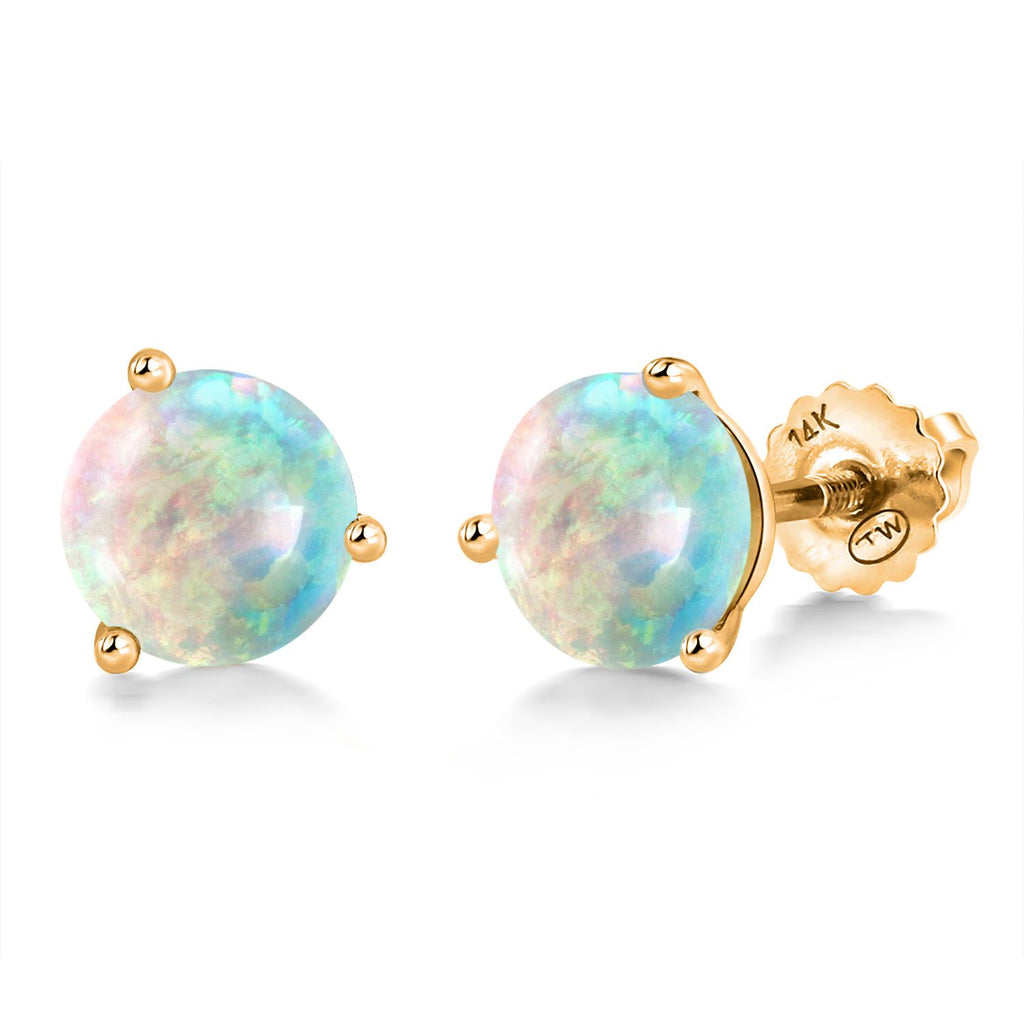 Opal - October_Earrings in 14K Yellow Gold
