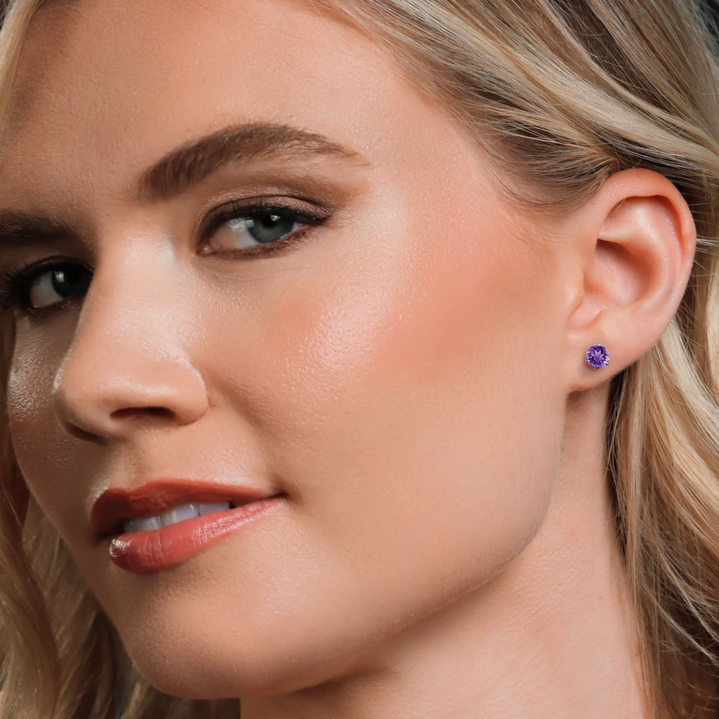 Amethyst - February_Earrings in 14K White Gold