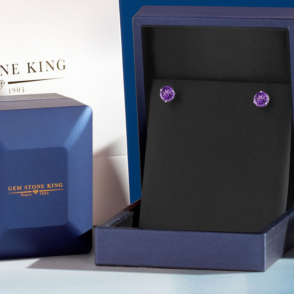 Amethyst - February_Earrings in 14K White Gold