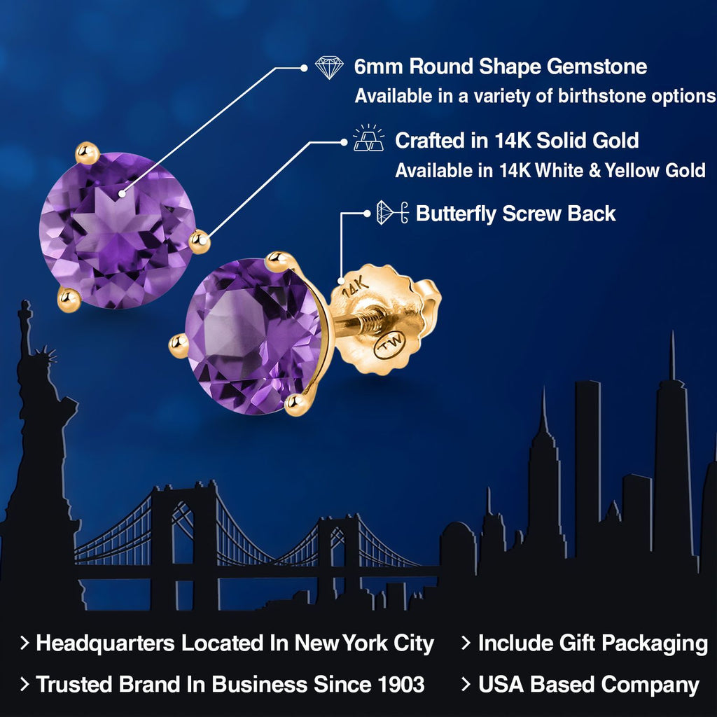 Amethyst - February_Earrings in 14K Yellow Gold