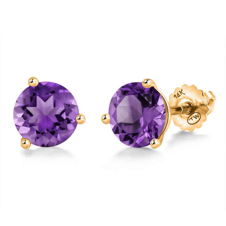 Amethyst - February_Earrings in 14K Yellow Gold