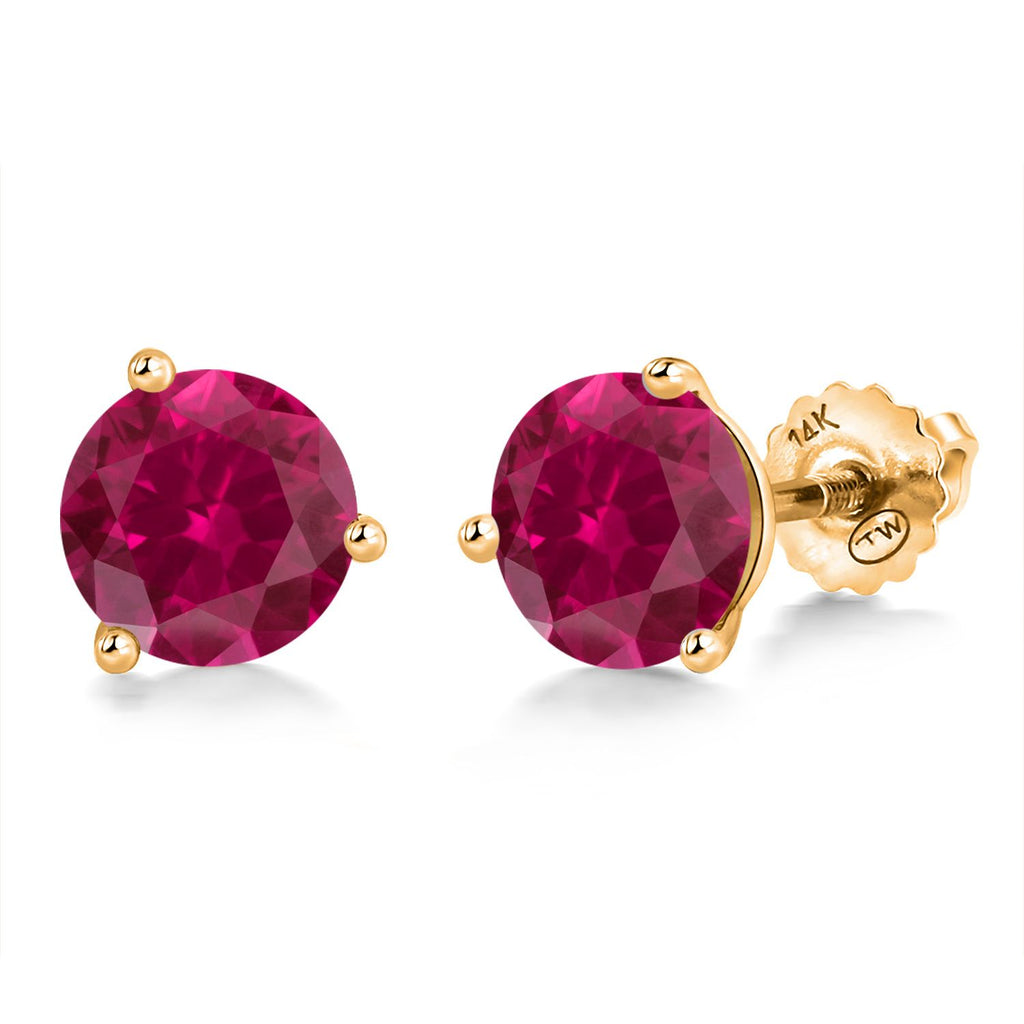 Created Ruby_Earrings in 14K Yellow Gold