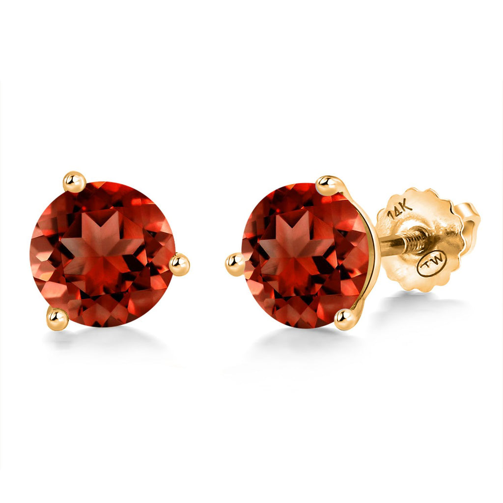 Gem Stone King 14K Yellow Gold Martini Earrings | 3 Prong Screw Back Stud Earrings For Women Men | Round 6MM | Gemstone Birthstone | Gold Earrings For Women Men