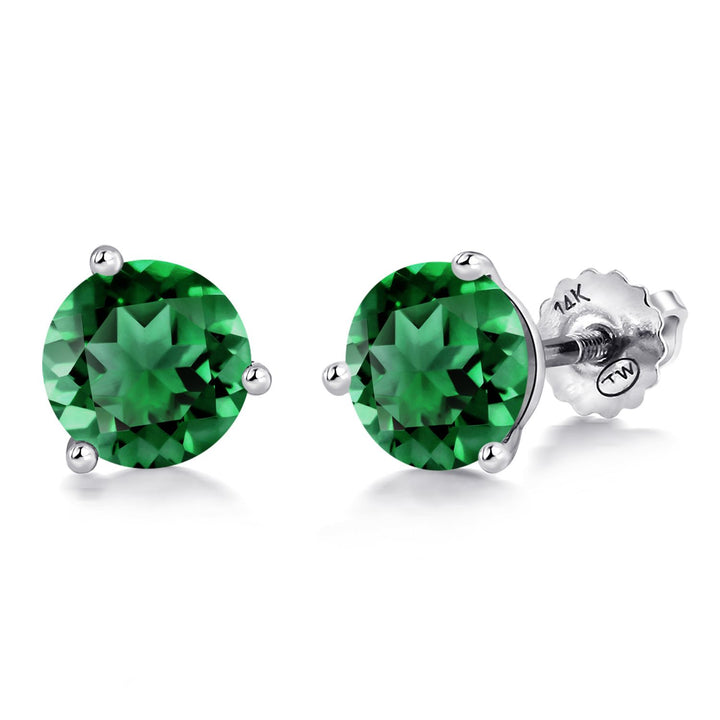 14K White Gold Martini Earrings | 3 Prong Screw Back Stud Earrings for Women Men | Round 6MM | Gemstone Birthstone | White Gold Earrings For Women Men
