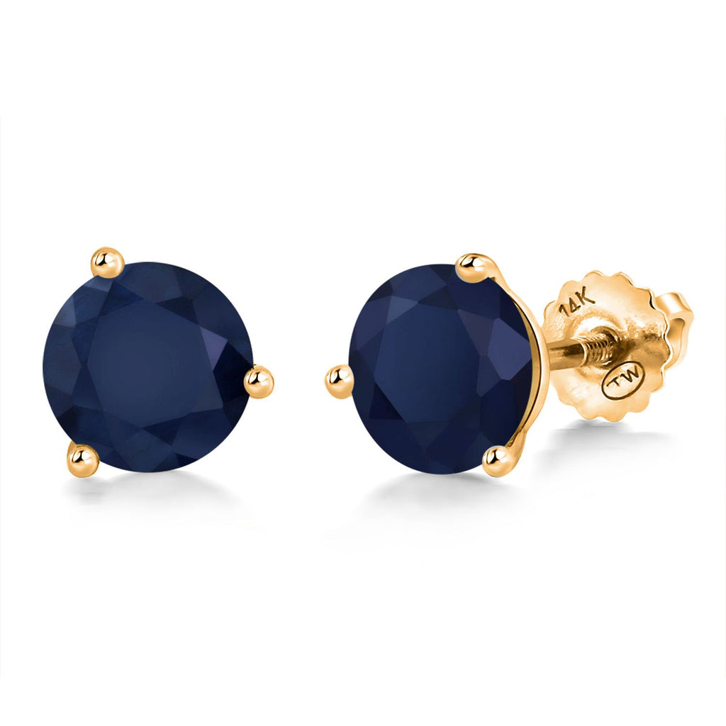 Blue Sapphire_Earrings in 14K Yellow Gold