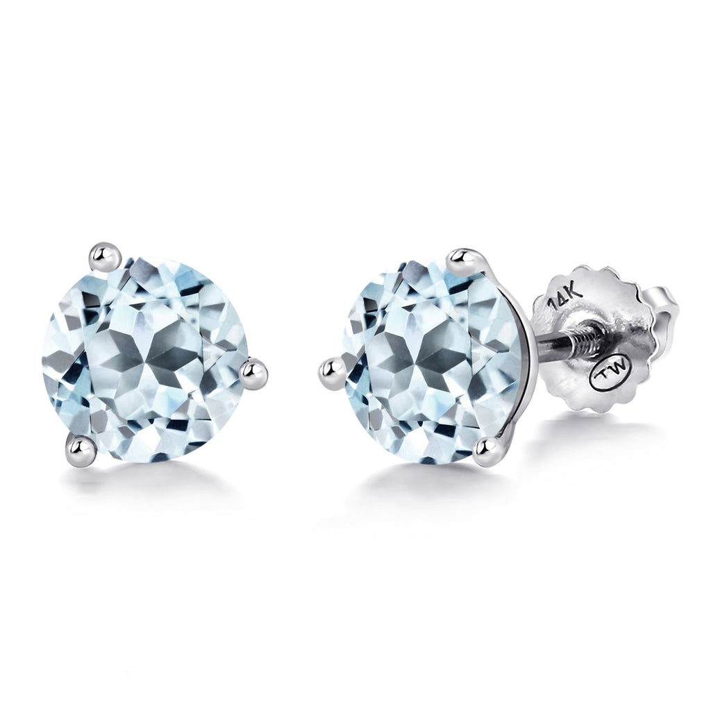 Sky Blue Topaz_Earrings in 14K White Gold