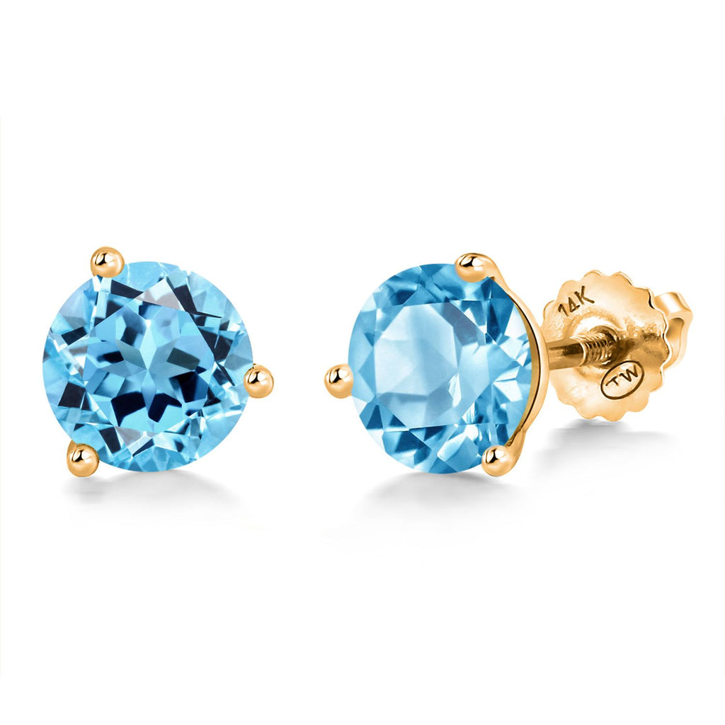 Swiss Blue Topaz_Earrings in 14K Yellow Gold