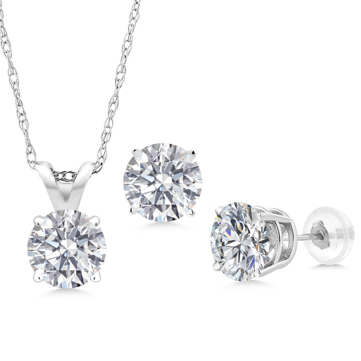 Pendant Earrings Set in 14K White Gold