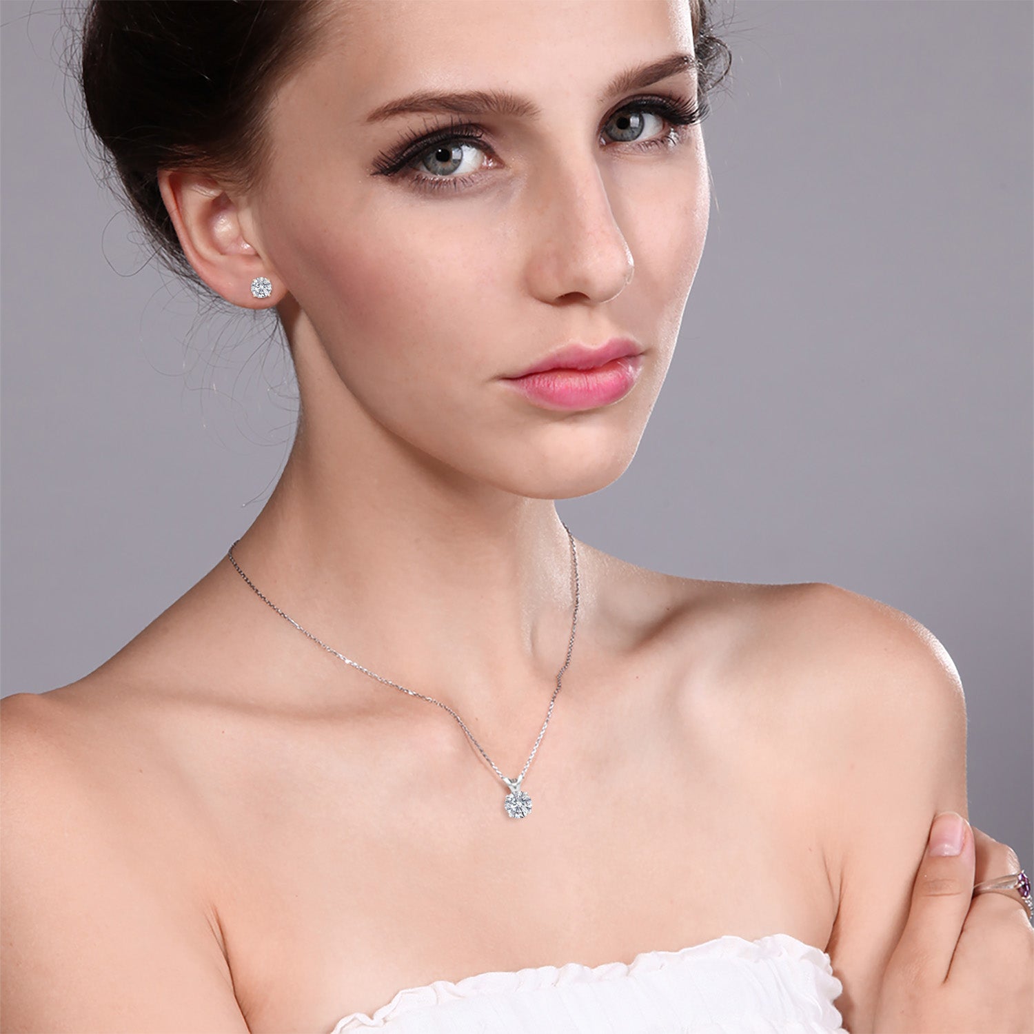 Pendant Earrings Set in 14K White Gold