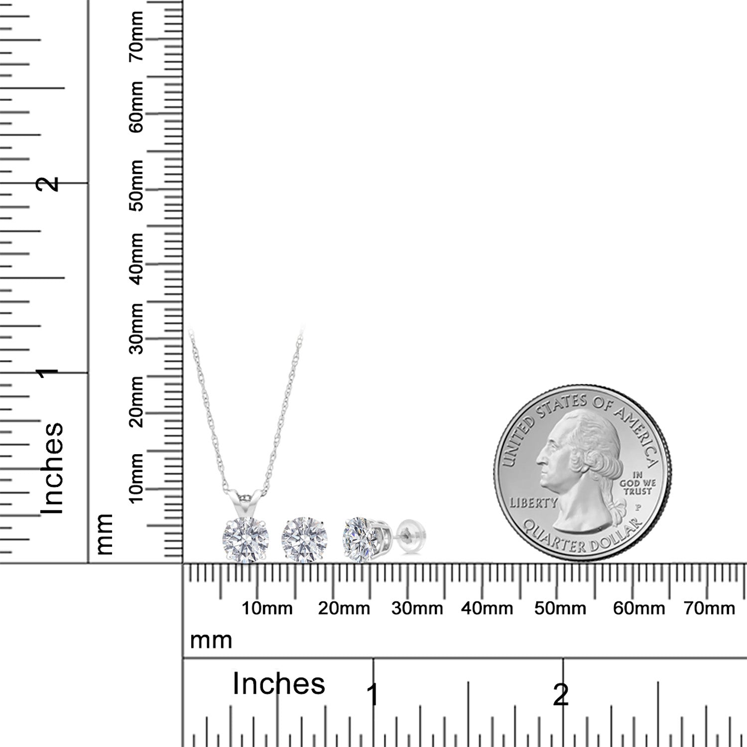 Pendant Earrings Set in 14K White Gold