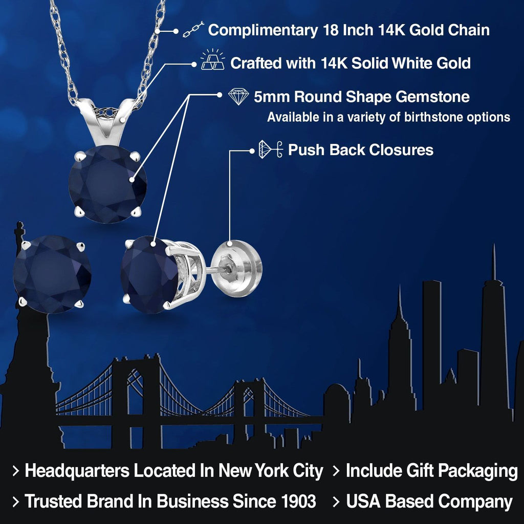 Pendant Earrings Set in 14K White Gold