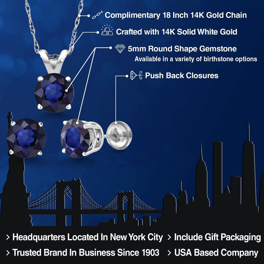Pendant Earrings Set in 14K White Gold