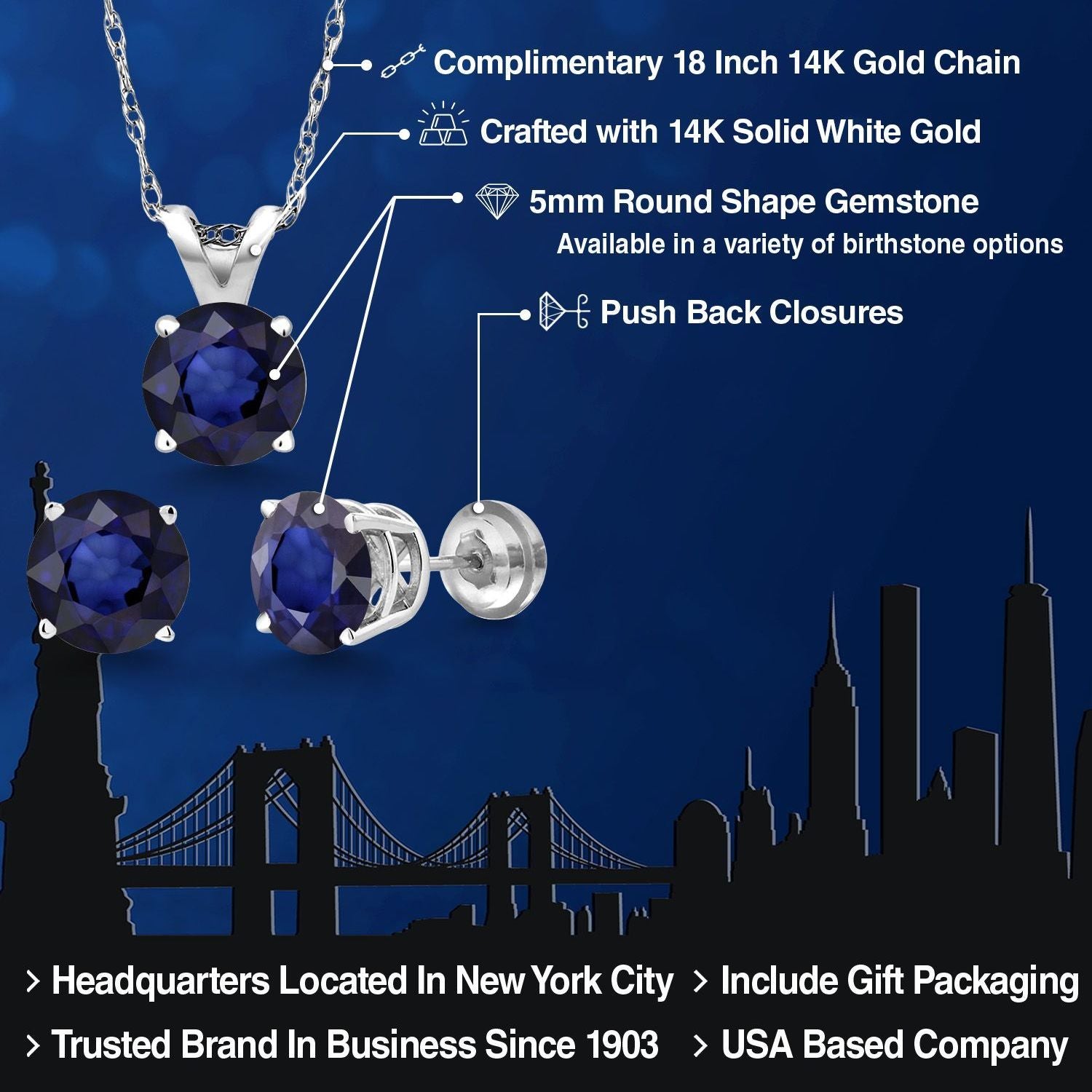 Pendant Earrings Set in 14K White Gold