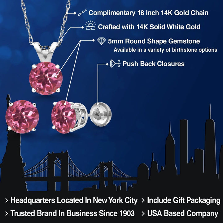 Pendant Earrings Set in 14K White Gold