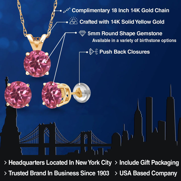 Pendant Earrings Set in 14K Yellow Gold