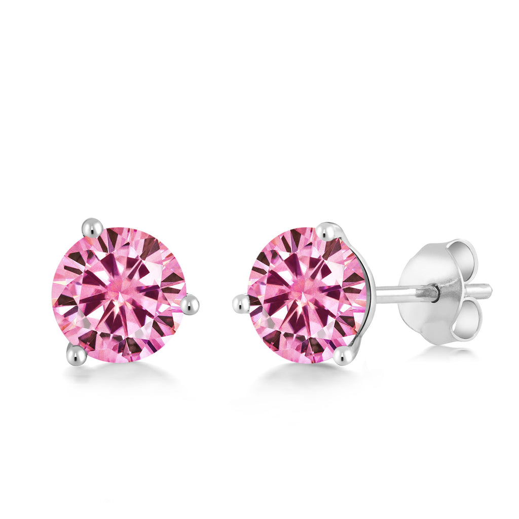 Pink Moissanite - April_Earrings in 18K White Gold