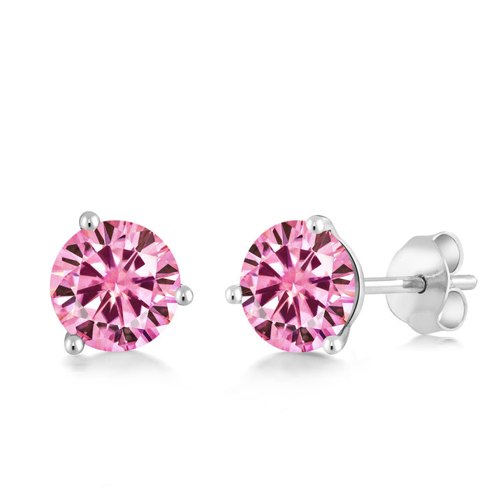 Pink Moissanite - April_Earrings in 18K White Gold