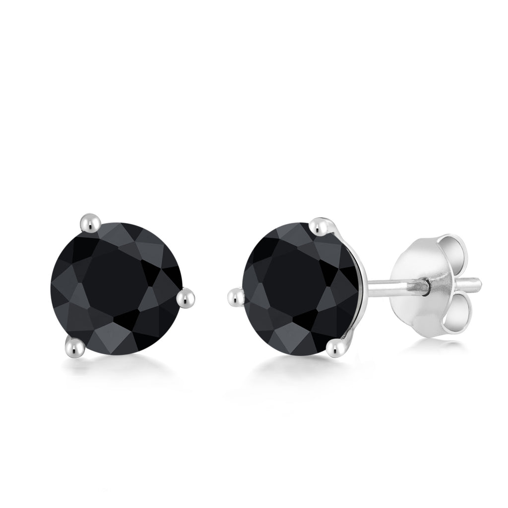 Black Sapphire - September_Earrings in 18K White Gold
