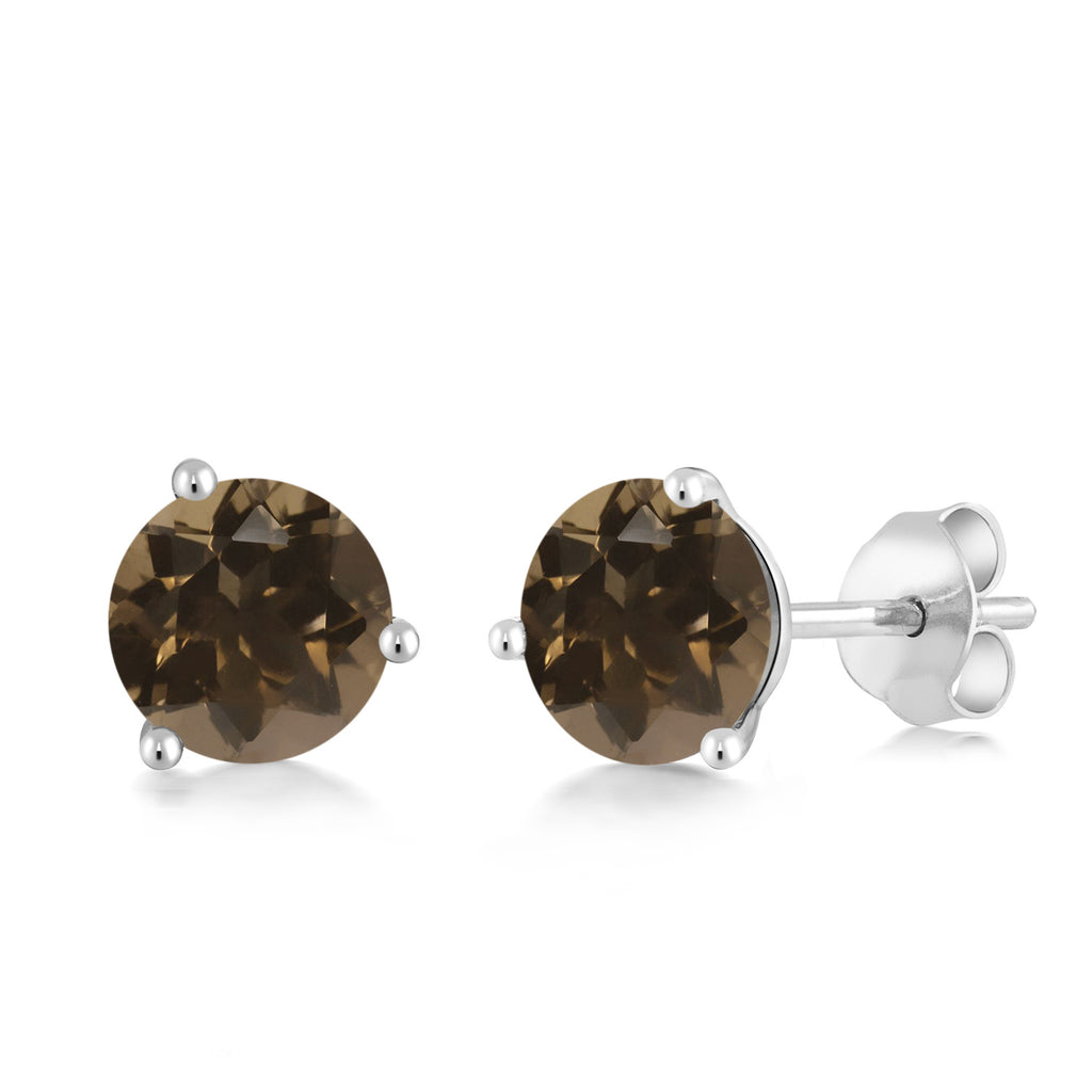 Smoky Quartz_Earrings in 18K White Gold