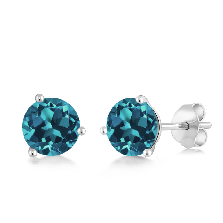 London Blue Topaz - November_Earrings in 18K White Gold
