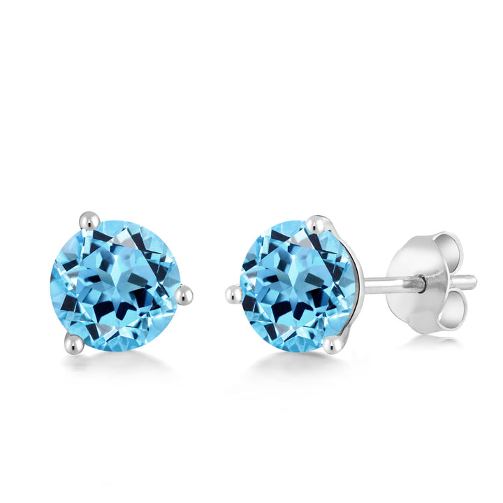 Swiss Blue Topaz - November_Earrings in 18K White Gold