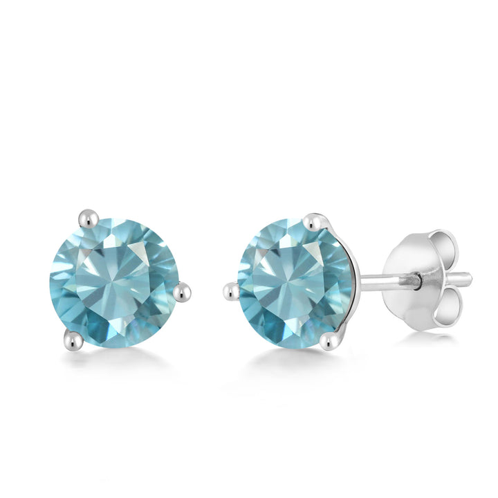 Blue Zircon_Earrings in 18K White Gold