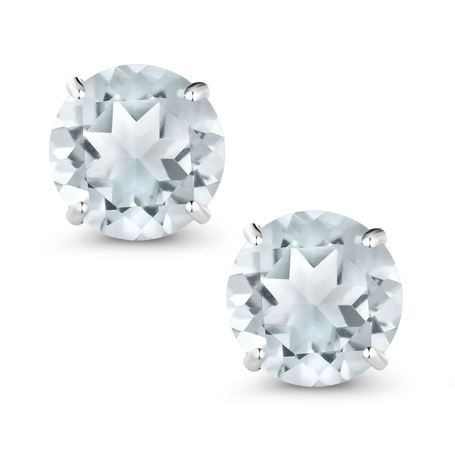 Aquamarine - March_Earrings in 18K White Gold